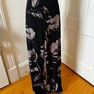 Joseph Ribkoff Black Wide-Leg Pants with Gray Floral Print